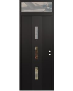 DIAMOND A7 36" X 96" BLACK/BLACK CLEAR GLASS PANEL BLACK LHI WITH TRANSOM CLEAR GLASS