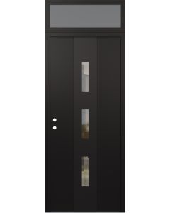 DIAMOND A7 36" X 96" BLACK/BLACK CLEAR GLASS PANEL BLACK RHI WITH TRANSOM FROSTED GLASS