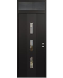 DIAMOND A7 36" X 96" BLACK/BLACK CLEAR GLASS PANEL BLACK LHI WITH TRANSOM MIRRORED GLASS