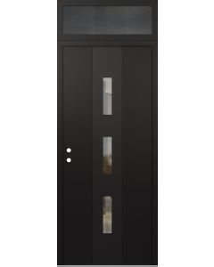 DIAMOND A7 36" X 96" BLACK/BLACK CLEAR GLASS PANEL BLACK RHI WITH TRANSOM MIRRORED GLASS