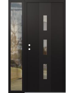 DIAMOND A7 50" X 80" BLACK/BLACK CLEAR GLASS PANEL BLACK RHI WITH SIDELITE CLEAR GLASS