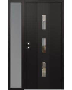 DIAMOND A7 48" X 80" BLACK/BLACK CLEAR GLASS PANEL BLACK RHI WITH SIDELITE FROSTED GLASS