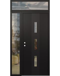 DIAMOND A7 48" X 96" BLACK/BLACK CLEAR GLASS PANEL BLACK RHI WITH SIDELITE AND TRANSOM CLEAR GLASS