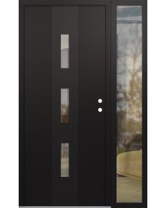 DIAMOND A7 50" X 80" BLACK/BLACK CLEAR GLASS PANEL BLACK LHI WITH SIDELITE CLEAR GLASS