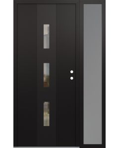 DIAMOND A7 50" X 80" BLACK/BLACK CLEAR GLASS PANEL BLACK LHI WITH SIDELITE FROSTED GLASS