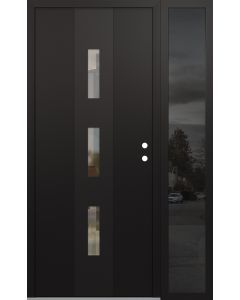 DIAMOND A7 50" X 80" BLACK/BLACK CLEAR GLASS PANEL BLACK LHI WITH SIDELITE MIRRORED GLASS