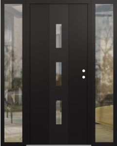 DIAMOND A7 68" X 80" BLACK/BLACK CLEAR GLASS PANEL BLACK LHI WITH 2 SIDELITES CLEAR GLASS