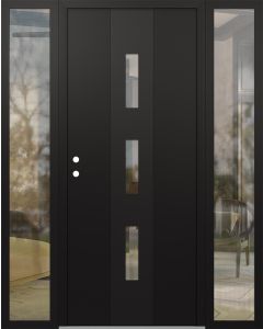 DIAMOND A7 60" X 80" BLACK/BLACK CLEAR GLASS PANEL BLACK RHI WITH 2 SIDELITES CLEAR GLASS