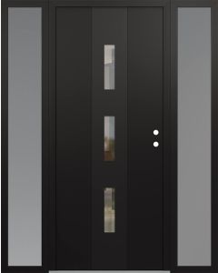 DIAMOND A7 68" X 80" BLACK/BLACK CLEAR GLASS PANEL BLACK LHI WITH 2 SIDELITES FROSTED GLASS