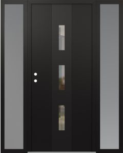 DIAMOND A7 68" X 80" BLACK/BLACK CLEAR GLASS PANEL BLACK RHI WITH 2 SIDELITES FROSTED GLASS
