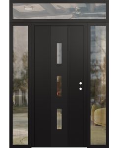 DIAMOND A7 60" X 96" BLACK/BLACK CLEAR GLASS PANEL BLACK LHI WITH 2 SIDELITES AND TRANSOM CLEAR GLASS