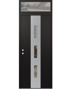 DIAMOND A7 36" X 96" BLACK/BLACK CLEAR GLASS PANEL STAINLESS STEEL RHI WITH TRANSOM CLEAR GLASS