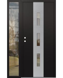 DIAMOND A7 48" X 80" BLACK/BLACK CLEAR GLASS PANEL STAINLESS STEEL RHI WITH SIDELITE CLEAR GLASS