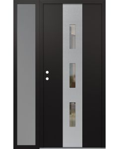 DIAMOND A7 48" X 80" BLACK/BLACK CLEAR GLASS PANEL STAINLESS STEEL RHI WITH SIDELITE FROSTED GLASS