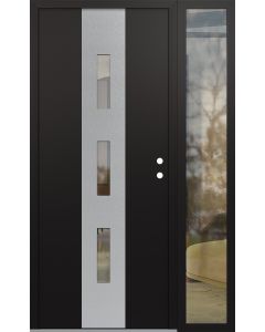 DIAMOND A7 48" X 80" BLACK/BLACK CLEAR GLASS PANEL STAINLESS STEEL LHI WITH SIDELITE CLEAR GLASS