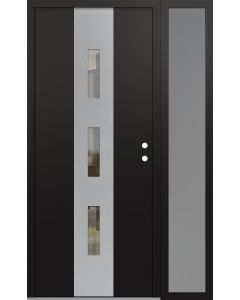 DIAMOND A7 48" X 80" BLACK/BLACK CLEAR GLASS PANEL STAINLESS STEEL LHI WITH SIDELITE FROSTED GLASS