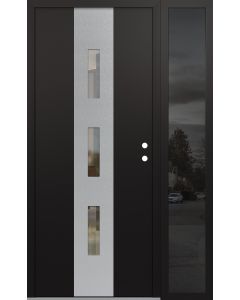 DIAMOND A7 48" X 80" BLACK/BLACK CLEAR GLASS PANEL STAINLESS STEEL LHI WITH SIDELITE MIRRORED GLASS