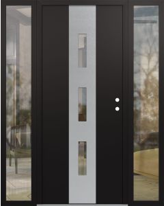 DIAMOND A7 68" X 80" BLACK/BLACK CLEAR GLASS PANEL STAINLESS STEEL LHI WITH 2 SIDELITES CLEAR GLASS