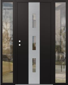 DIAMOND A7 60" X 80" BLACK/BLACK CLEAR GLASS PANEL STAINLESS STEEL RHI WITH 2 SIDELITES CLEAR GLASS
