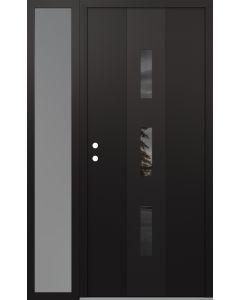 DIAMOND A7 48" X 80" BLACK/BLACK MIRRORED GLASS PANEL BLACK RHI WITH SIDELITE FROSTED GLASS