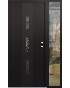 DIAMOND A7 48" X 80" BLACK/BLACK MIRRORED GLASS PANEL BLACK LHI WITH SIDELITE CLEAR GLASS