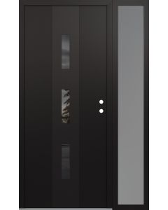 DIAMOND A7 48" X 80" BLACK/BLACK MIRRORED GLASS PANEL BLACK LHI WITH SIDELITE FROSTED GLASS