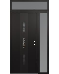 DIAMOND A7 48" X 96" BLACK/BLACK MIRRORED GLASS PANEL BLACK LHI WITH SIDELITE AND TRANSOM FROSTED GLASS