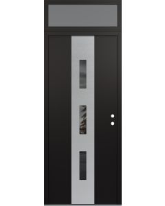 DIAMOND A7 36" X 96" BLACK/BLACK MIRRORED GLASS PANEL STAINLESS STEEL LHI WITH TRANSOM FROSTED GLASS