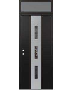 DIAMOND A7 36" X 96" BLACK/BLACK MIRRORED GLASS PANEL STAINLESS STEEL RHI WITH TRANSOM FROSTED GLASS