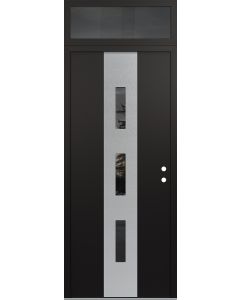 DIAMOND A7 36" X 96" BLACK/BLACK MIRRORED GLASS PANEL STAINLESS STEEL LHI WITH TRANSOM MIRRORED GLASS