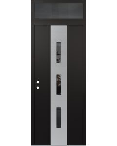 DIAMOND A7 36" X 96" BLACK/BLACK MIRRORED GLASS PANEL STAINLESS STEEL RHI WITH TRANSOM MIRRORED GLASS