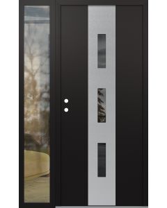 DIAMOND A7 48" X 80" BLACK/BLACK MIRRORED GLASS PANEL STAINLESS STEEL RHI WITH SIDELITE CLEAR GLASS