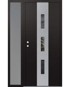 DIAMOND A7 48" X 80" BLACK/BLACK MIRRORED GLASS PANEL STAINLESS STEEL RHI WITH SIDELITE FROSTED GLASS