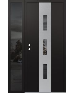 DIAMOND A7 52" X 80" BLACK/BLACK MIRRORED GLASS PANEL STAINLESS STEEL RHI WITH SIDELITE MIRRORED GLASS