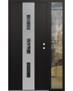 DIAMOND A7 52" X 80" BLACK/BLACK MIRRORED GLASS PANEL STAINLESS STEEL LHI WITH SIDELITE CLEAR GLASS
