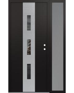 DIAMOND A7 52" X 80" BLACK/BLACK MIRRORED GLASS PANEL STAINLESS STEEL LHI WITH SIDELITE FROSTED GLASS