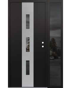 DIAMOND A7 52" X 80" BLACK/BLACK MIRRORED GLASS PANEL STAINLESS STEEL LHI WITH SIDELITE MIRRORED GLASS