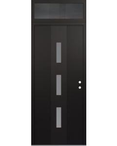 DIAMOND A7 36" X 96" BLACK/WHITE FROSTED GLASS PANEL BLACK LHI WITH TRANSOM MIRRORED GLASS