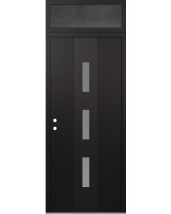 DIAMOND A7 36" X 96" BLACK/WHITE FROSTED GLASS PANEL BLACK RHI WITH TRANSOM MIRRORED GLASS