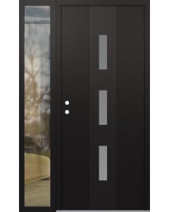 DIAMOND A7 52" X 80" BLACK/WHITE FROSTED GLASS PANEL BLACK RHI WITH SIDELITE CLEAR GLASS