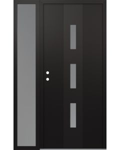 DIAMOND A7 50" X 80" BLACK/WHITE FROSTED GLASS PANEL BLACK RHI WITH SIDELITE FROSTED GLASS