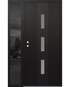 DIAMOND A7 52" X 80" BLACK/WHITE FROSTED GLASS PANEL BLACK RHI WITH SIDELITE MIRRORED GLASS