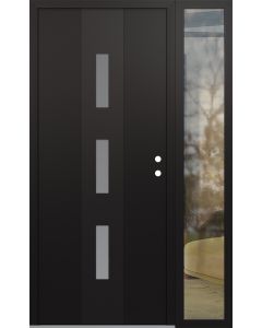 DIAMOND A7 52" X 80" BLACK/WHITE FROSTED GLASS PANEL BLACK LHI WITH SIDELITE CLEAR GLASS