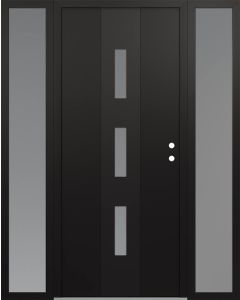 DIAMOND A7 60" X 80" BLACK/WHITE FROSTED GLASS PANEL BLACK LHI WITH 2 SIDELITES FROSTED GLASS