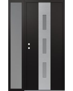 DIAMOND A7 50" X 80" BLACK/WHITE FROSTED GLASS PANEL STAINLESS STEEL RHI WITH SIDELITE FROSTED GLASS
