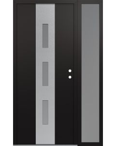 DIAMOND A7 50" X 80" BLACK/WHITE FROSTED GLASS PANEL STAINLESS STEEL LHI WITH SIDELITE FROSTED GLASS
