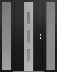 DIAMOND A7 60" X 80" BLACK/WHITE FROSTED GLASS PANEL STAINLESS STEEL LHI WITH 2 SIDELITES FROSTED GLASS