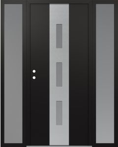 DIAMOND A7 60" X 80" BLACK/WHITE FROSTED GLASS PANEL STAINLESS STEEL RHI WITH 2 SIDELITES FROSTED GLASS