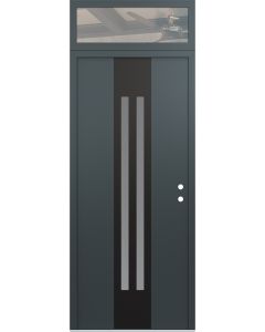 DIAMOND A8 36" X 96" ANTHRACITE/ANTHRACITE FROSTED GLASS PANEL BLACK LHI WITH TRANSOM CLEAR GLASS