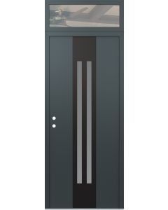 DIAMOND A8 36" X 96" ANTHRACITE/ANTHRACITE FROSTED GLASS PANEL BLACK RHI WITH TRANSOM CLEAR GLASS
